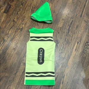 Green Crayon Costume with Hat kids size small